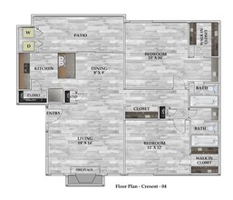 2x2 1033 SF 1403 floor plan